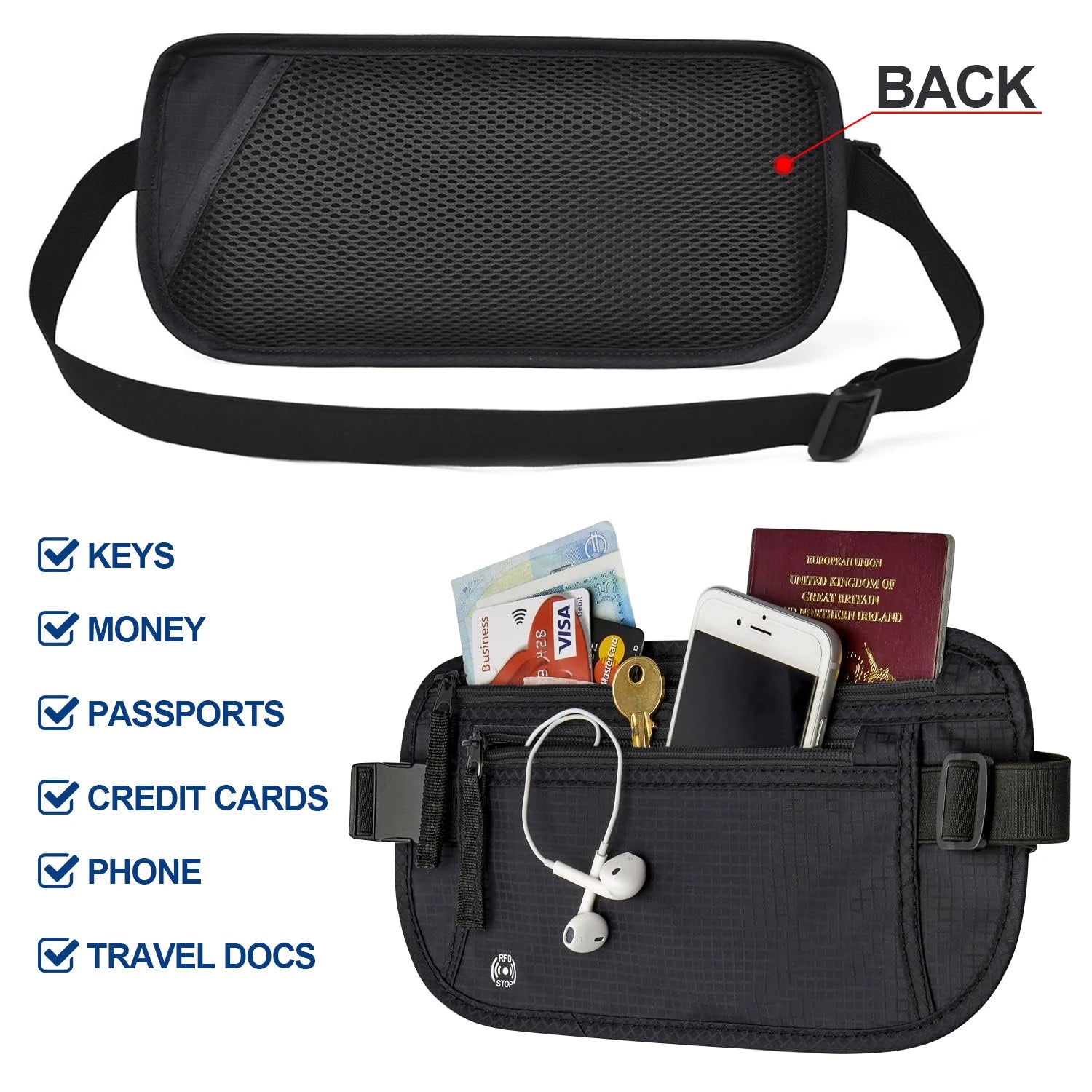 RFID Blocking Travel - RFID Blocking Travel Money Belt - Slim Passport Holder