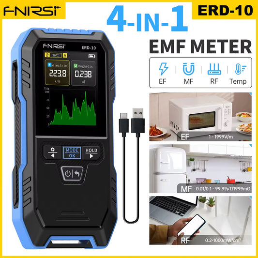 FNIRSI ERD-10 4-in-1 EMF meter with color display