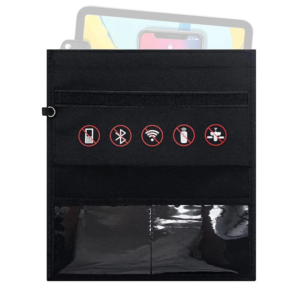 Black Oxford fabric signal blocking Faraday bag — view 5