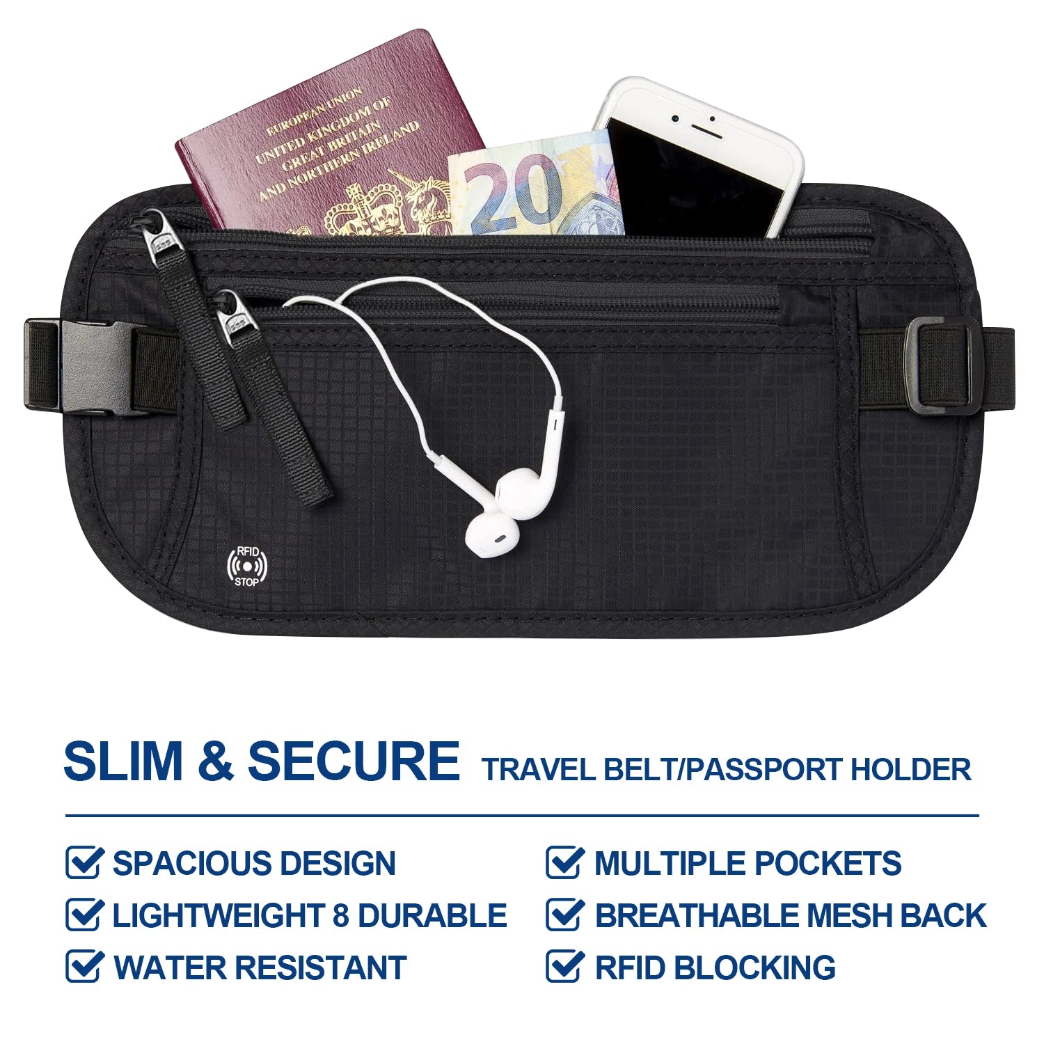 RFID Blocking Travel - RFID Blocking Travel Money Belt - Slim Passport Holder