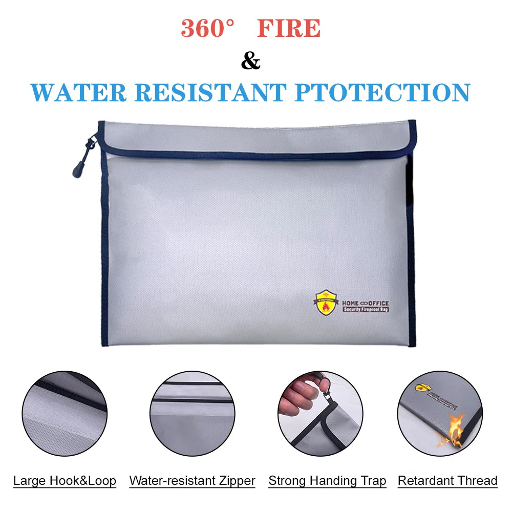 Fireproof Document Bag – Waterproof, Secure Storage for Important Papersa