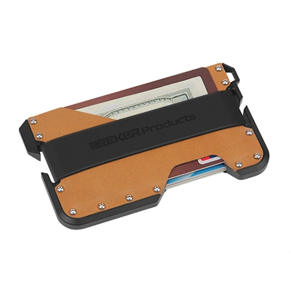 ZEEKER aluminium and leather RFID blocking card holder — view 4