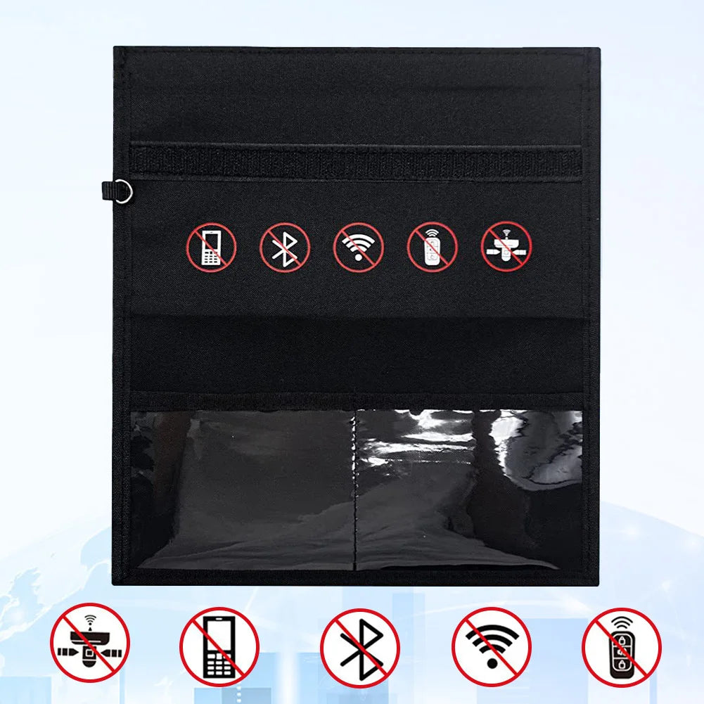Black Oxford fabric signal blocking Faraday bag — view 6