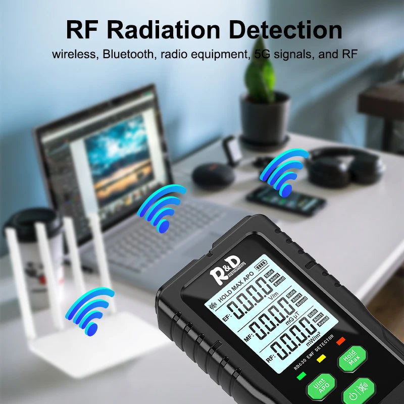 R&D RD630 3-in-1 EMF meter measuring electromagnetic fields — view 5