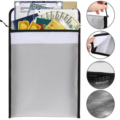 Fireproof & Waterproof Document Storage Bag | Secure Travel Bag for Money & Passport