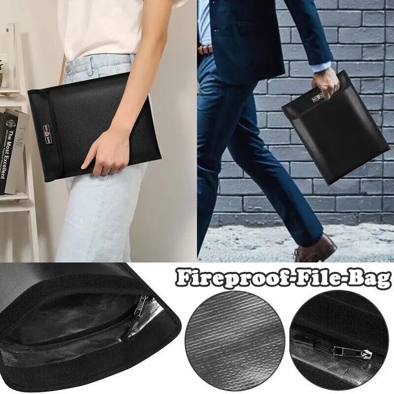 Fireproof & Waterproof Document Storage Bag | Secure Travel Bag for Money & Passport