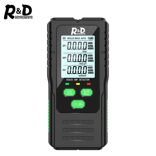 R&D RD630 3-in-1 EMF meter measuring electromagnetic fields