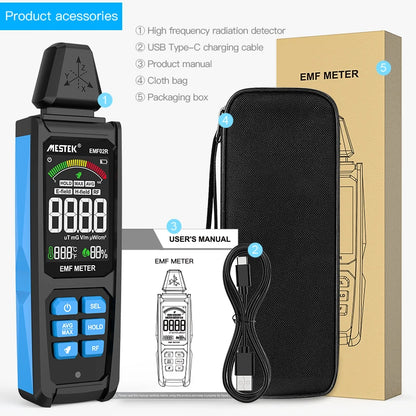 Medidor EMF02R EMF | Detector de radiación de 30MHz ~ 8GHz | Probador de campo eléctrico y magnético