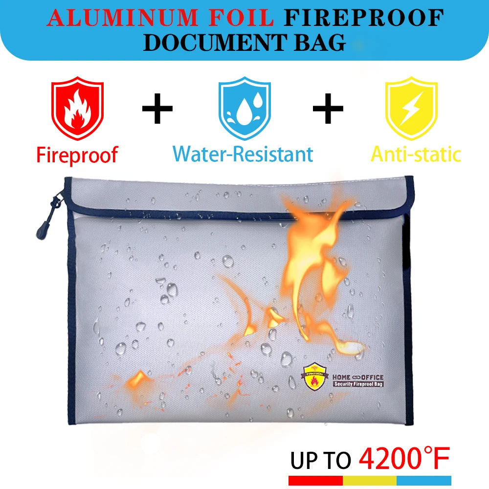 Fireproof Document Bag – Waterproof, Secure Storage for Important Papersa