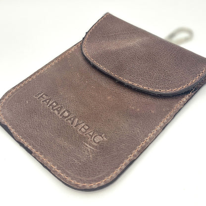 Leather Faraday Bag Key Fob - Brown