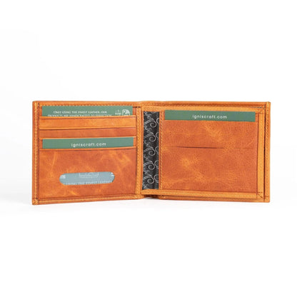 Ignis Craft Bifold Leather Wallet | Solo Dynamic Amber