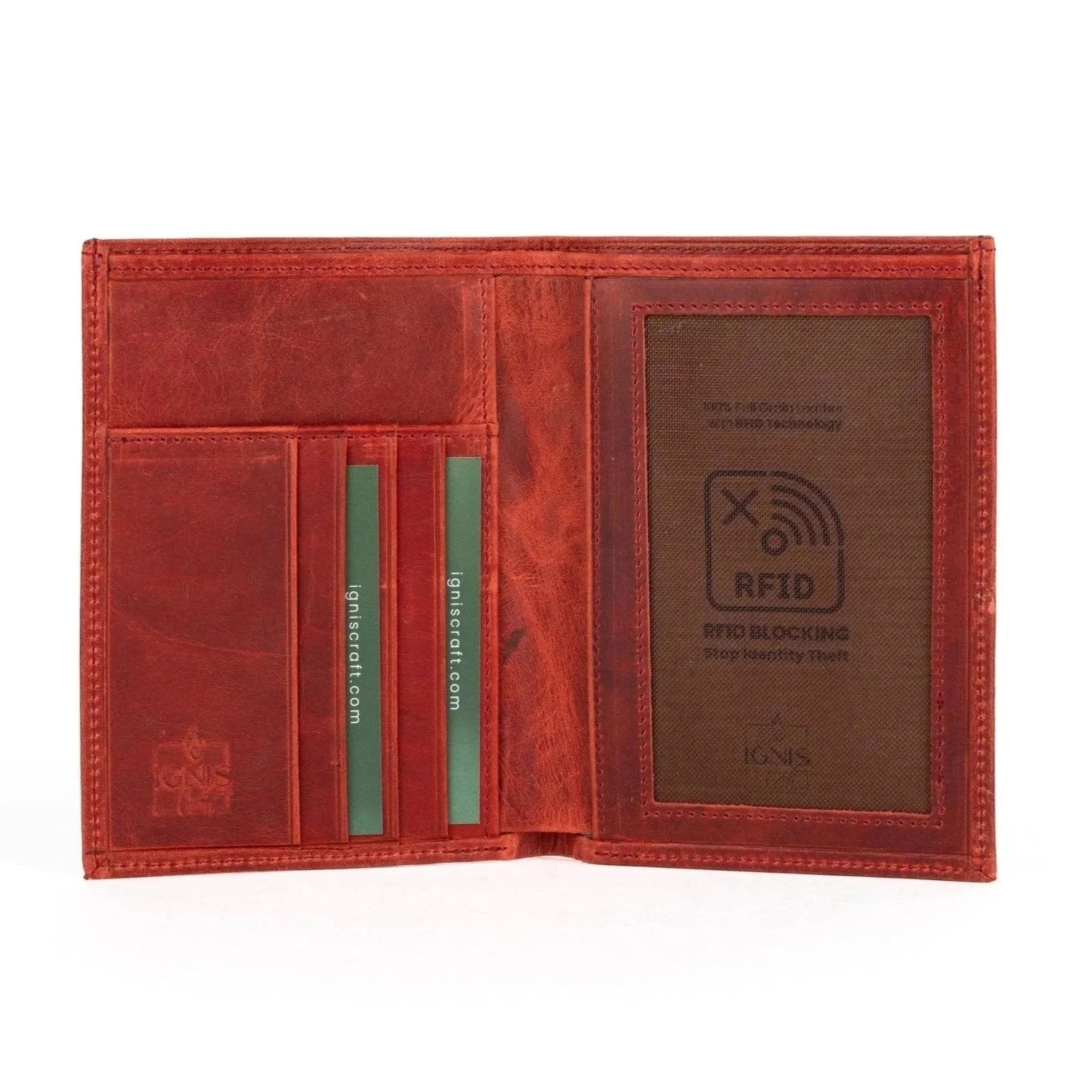 Ignis Craft Leather Passport Wallet | Voyager Carnelian