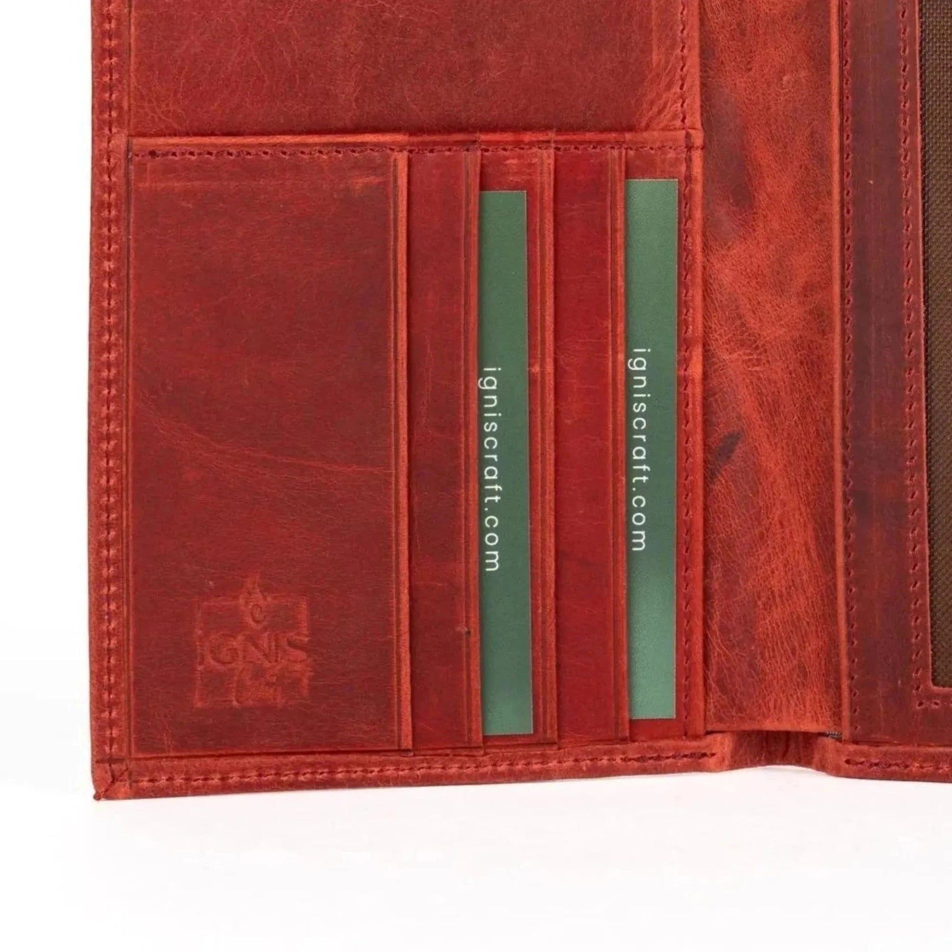 Ignis Craft Leather Passport Wallet | Voyager Carnelian