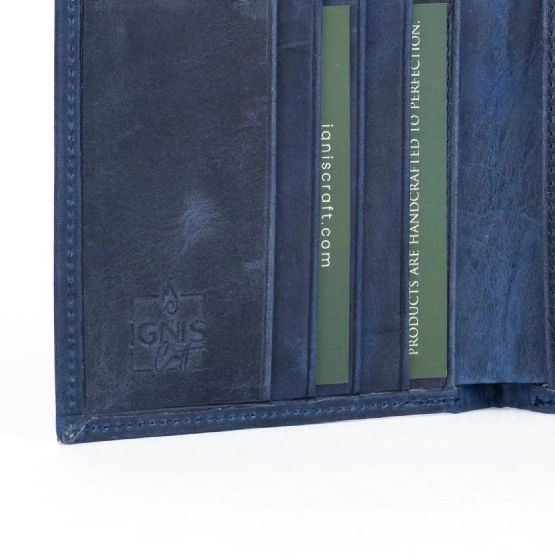 Ignis Craft Leather Passport Wallet | Voyager Sapphire