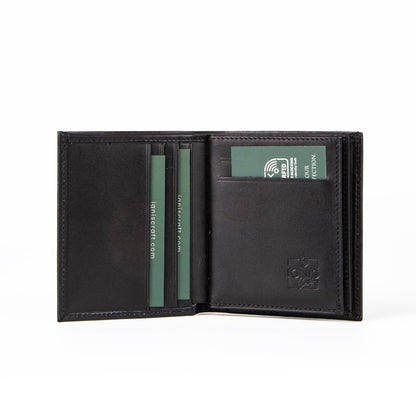 Ignis Craft Mens Leather Vertical Bifold Wallet | Capsule Onyx