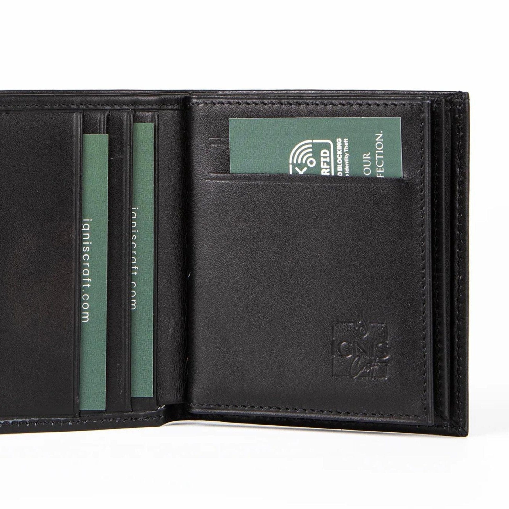 Ignis Craft Mens Leather Vertical Bifold Wallet | Capsule Onyx