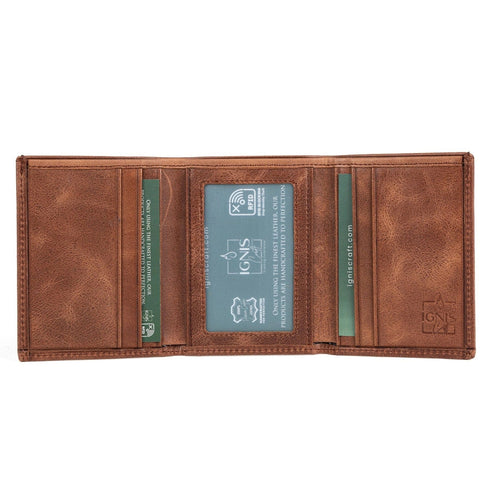 Ignis Craft Mens Trifold Leather Wallet | Apex Agate