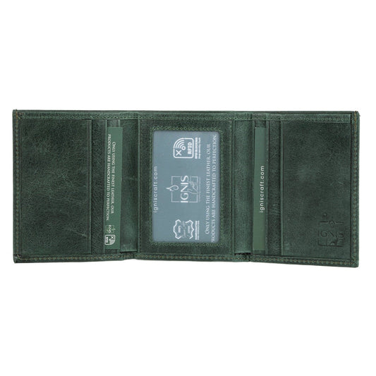 Ignis Craft Mens Trifold Leather Wallet | Apex Jade