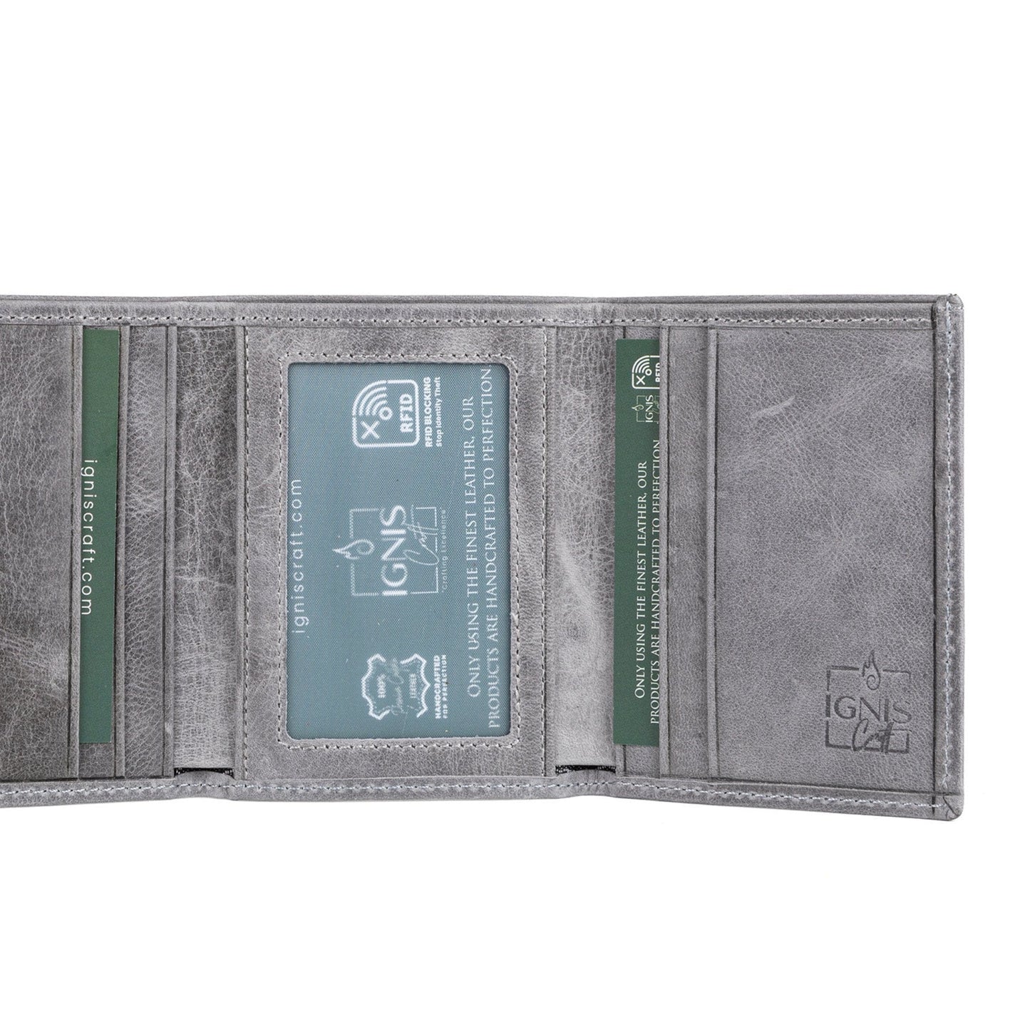 Ignis Craft Mens Trifold Leather Wallet | Apex Marble