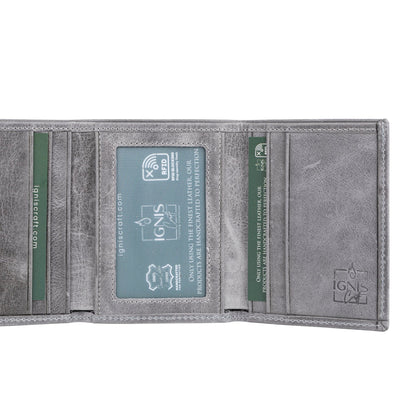 Ignis Craft Mens Trifold Leather Wallet | Apex Marble