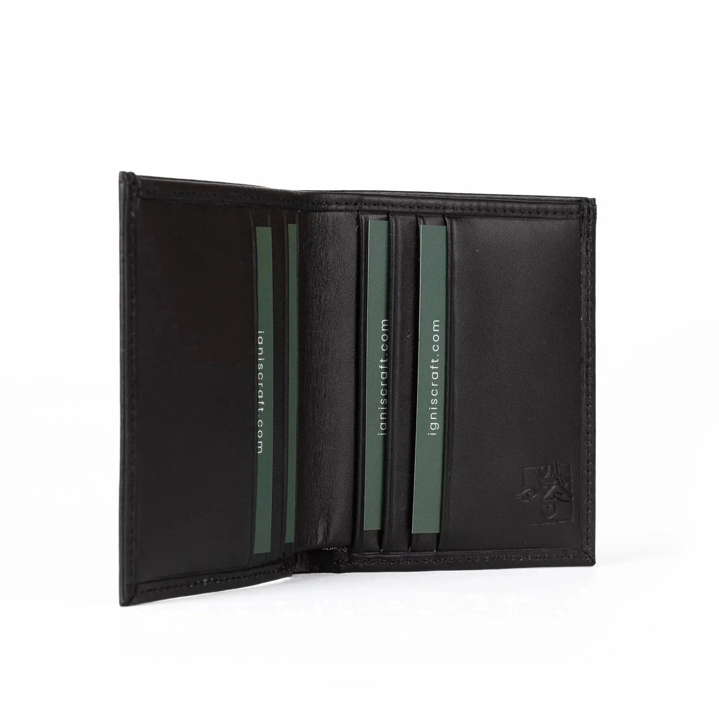 Ignis Craft Mens Vertical Bifold Slim Card Wallet | Slimline Onyx