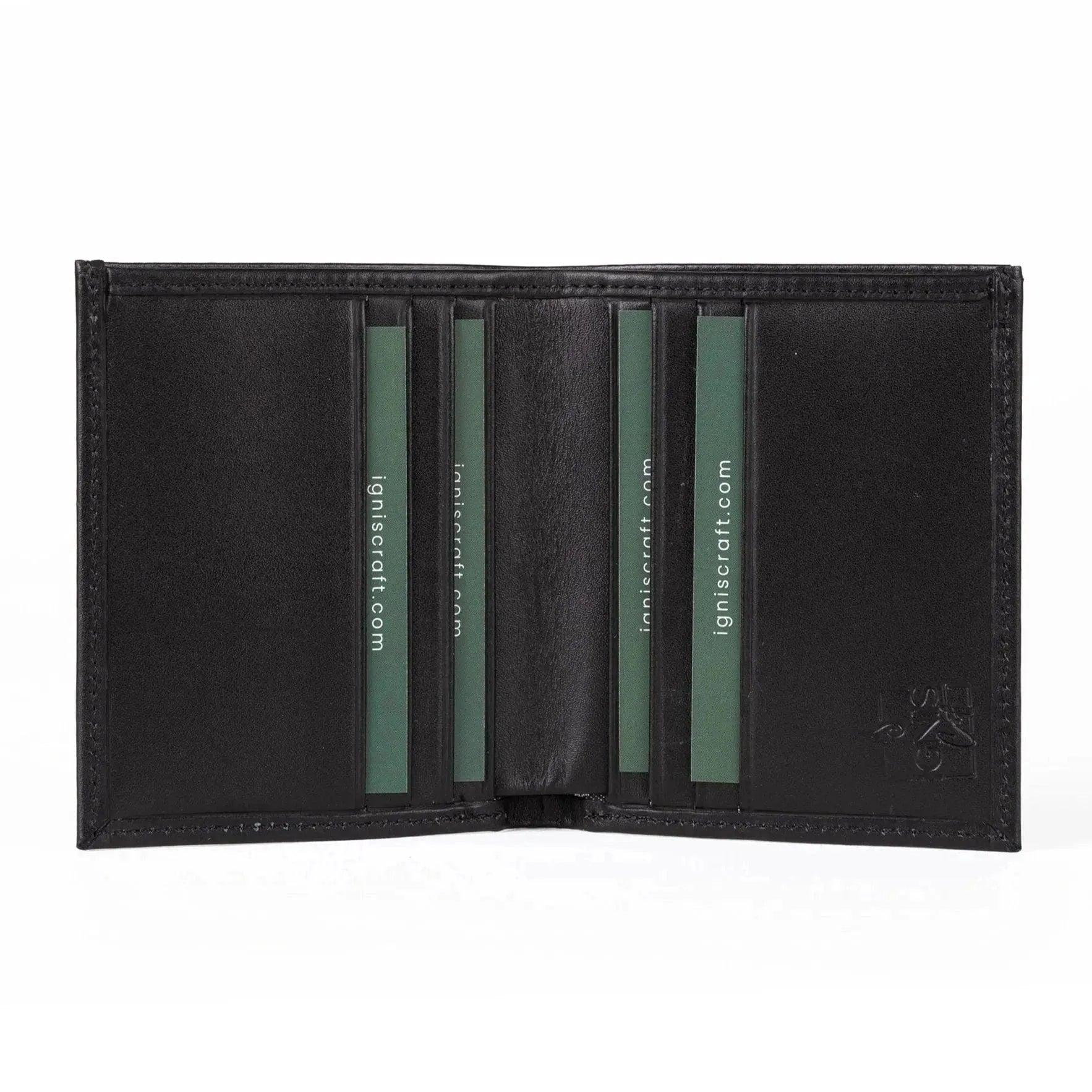 Ignis Craft Mens Vertical Bifold Slim Card Wallet | Slimline Onyx