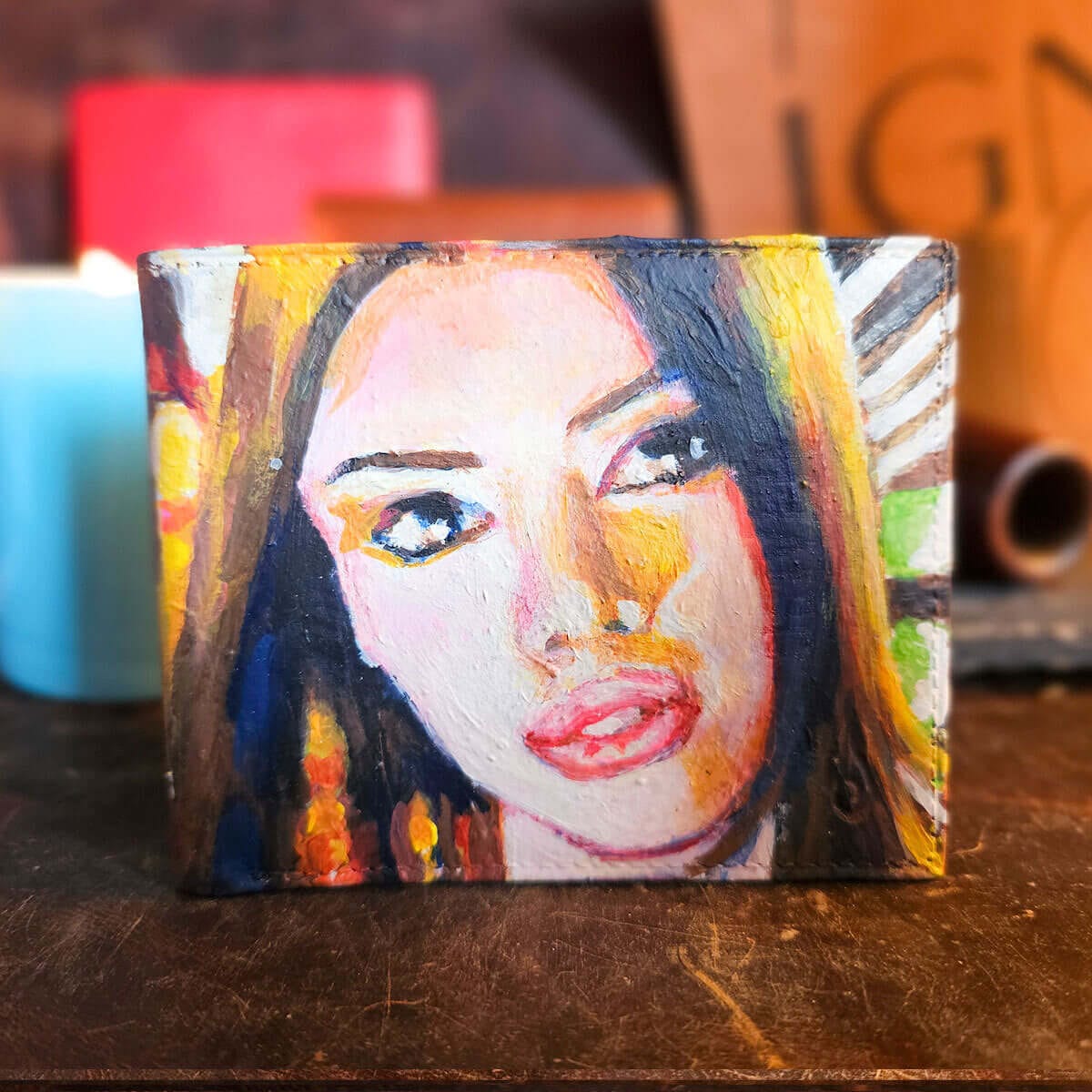 Ignis Craft Painted Portraits | Custom Mens Card Holder