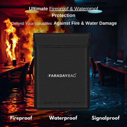 Faraday Bag for Electronics & Documents 8.5" x 10.5" | Fireproof & Waterproof